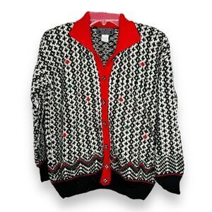 Vintage South 100% Wool Hand Loomed Finished Cardigan Collared Sweater Size SM